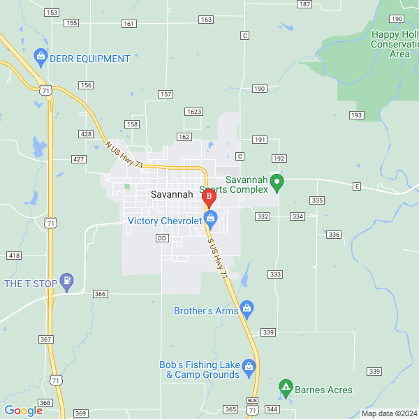 Nodaway Valley Bank location map: 301 S US Hwy 71, Savannah, MO